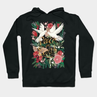 Christmas peace on earth doves botanical floral greenery Hoodie